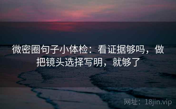 微密圈句子小体检：看证据够吗，做把镜头选择写明，就够了